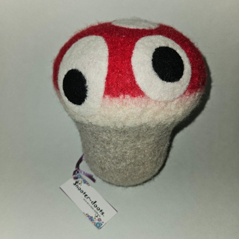 Handmade Mushroom Plush 7" Stuffed Animal Toy Eyes Red Gray White Snooter-Doots